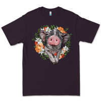 Plum baby pig floral wreath Premium Tee - BarkalooDesign