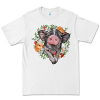 White baby pig floral wreath Premium Tee - BarkalooDesign