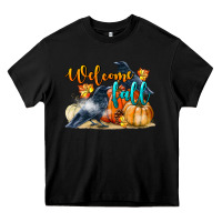 Black Welcome Fall With Crow Heavy Core Tee - LillyAllenDesigns