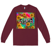 Burgundy Mom rainbow sunflower Long Sleeve Tee - CowGirlArtShop