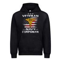 Black Veteran Navy Corpsman Patriotic 4th of July Gifts Urban Hoodie - minhPixels