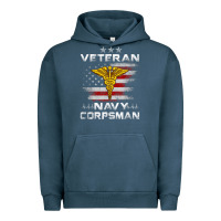 Pigment Midnight Navy Veteran Navy Corpsman Patriotic 4th of July Gifts Urban Hoodie - minhPixels