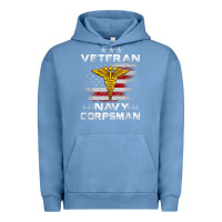 Pigment Pebble Blue Veteran Navy Corpsman Patriotic 4th of July Gifts Urban Hoodie - minhPixels