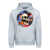 Heather Grey police skull and police equipment Urban Hoodie - AdoDesignShop