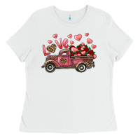 White love truck with roses and leopard Ladies Tee - RanaPortraitStore