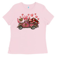 Love Truck With Roses And Leopard Ladies Tee | Teevron