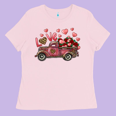 Love Truck With Roses And Leopard Ladies Tee Designed By Ranaportraitstore