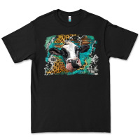 Black holstein cow leopard and western background Premium Tee - BarkalooDesign