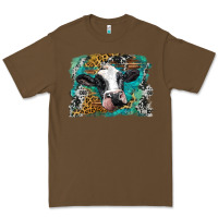 Cacao holstein cow leopard and western background Premium Tee - BarkalooDesign