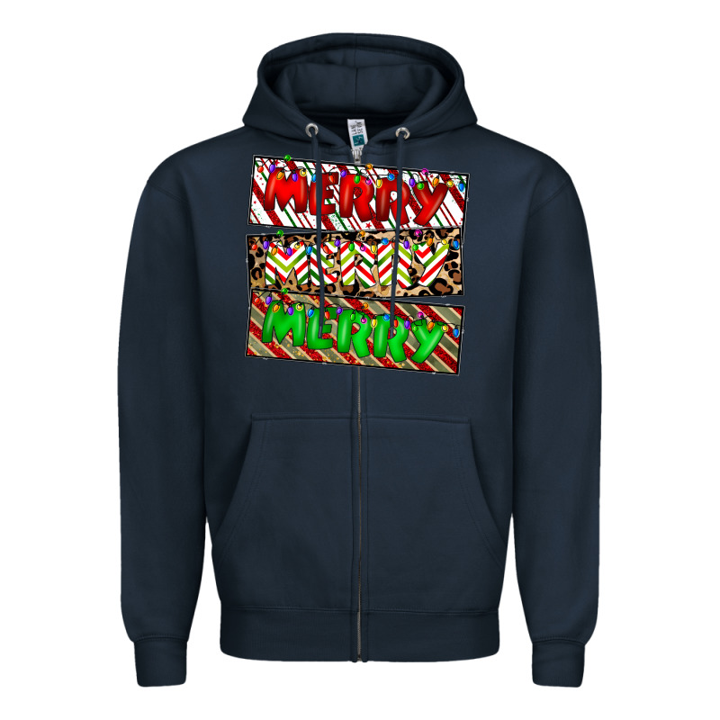 Merry Merry Merry Zipper Hoodie by CowhideDigitalArt | Teevron
