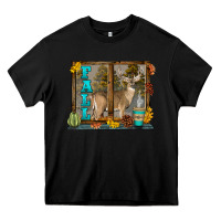 Black White Tailed Buck Fall Heavy Core Tee - LillyAllenDesigns