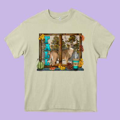 White Tailed Buck Fall Heavy Core Tee Designed By Lillyallendesigns
