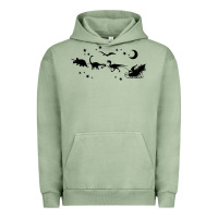 Pigment Oil Green christmas santa dinosaur sleigh ride t rex funny gift t shirt Urban Hoodie - minhPixels