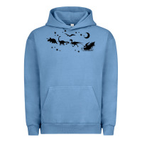 Pigment Pebble Blue christmas santa dinosaur sleigh ride t rex funny gift t shirt Urban Hoodie - minhPixels