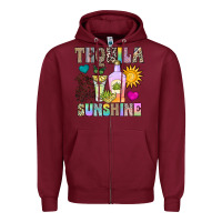 Burgundy Tequila Sunshine Zipper Hoodie - CowhideDigitalArt