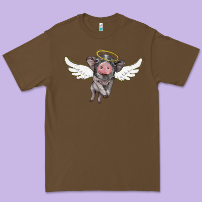 Angel Baby Pig Premium Tee Designed By Barkaloodesign