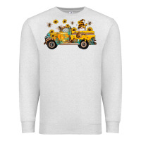 Oatmeal Heather western bee gnomes truck sunflowers honeycomb beehive honey turquoise Premium Sweatshirt - Artiststas