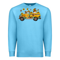 Ocean Blue western bee gnomes truck sunflowers honeycomb beehive honey turquoise Premium Sweatshirt - Artiststas