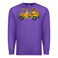 Purple western bee gnomes truck sunflowers honeycomb beehive honey turquoise Premium Sweatshirt - Artiststas