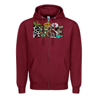 Burgundy nurse leopard and cowhide Zipper Hoodie - CowhideDigitalArt