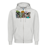 Dove Grey nurse leopard and cowhide Zipper Hoodie - CowhideDigitalArt