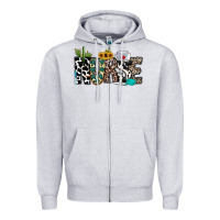 Heather Grey nurse leopard and cowhide Zipper Hoodie - CowhideDigitalArt