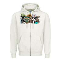 Oatmeal Heather nurse leopard and cowhide Zipper Hoodie - CowhideDigitalArt