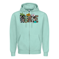Seafoam nurse leopard and cowhide Zipper Hoodie - CowhideDigitalArt