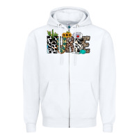 White nurse leopard and cowhide Zipper Hoodie - CowhideDigitalArt