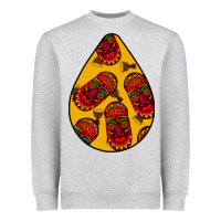 Heather Grey african masks teardrop  5 Heavyweight Sweatshirt - BundleAndBundleShop
