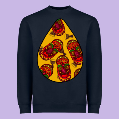 African Masks Teardrop  5 Heavyweight Sweatshirt Designed By Bundleandbundleshop