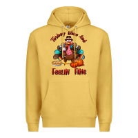 Antique Gold turkey wine and feelin fine Premium Hoodie - BundleAndBundleShop