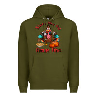 Army Green turkey wine and feelin fine Premium Hoodie - BundleAndBundleShop