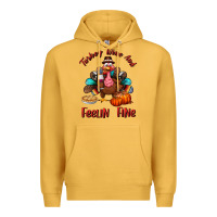 Mustard turkey wine and feelin fine Premium Hoodie - BundleAndBundleShop