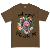 Cacao just a girl who loves pigs floral wreath Premium Tee - BarkalooDesign