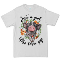 Dove Grey just a girl who loves pigs floral wreath Premium Tee - BarkalooDesign