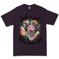 Plum just a girl who loves pigs floral wreath Premium Tee - BarkalooDesign