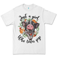 Just A Girl Who Loves Pigs Floral Wreath Premium Tee | Teevron