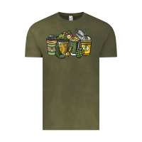 Vintage Olive Army coffee cups 4th of july Vintage Tee - HowdyJamesFarm