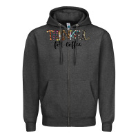 Charcoal Heather thankful for coffee Zipper Hoodie - CowhideDigitalArt