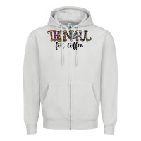 Dove Grey thankful for coffee Zipper Hoodie - CowhideDigitalArt