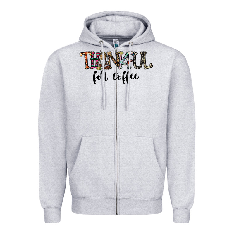 Thankful For Coffee Zipper Hoodie by CowhideDigitalArt | Teevron