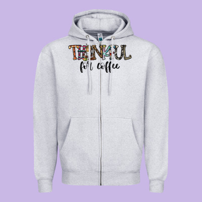 Thankful For Coffee Zipper Hoodie Designed By Cowhidedigitalart