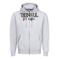 Heather Grey thankful for coffee Zipper Hoodie - CowhideDigitalArt
