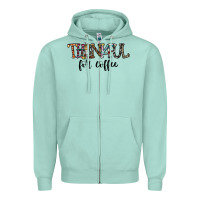 Seafoam thankful for coffee Zipper Hoodie - CowhideDigitalArt