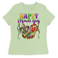 Matcha happy mardi gras fleur de lis king cake crawfish Ladies Tee - RanaPortraitStore