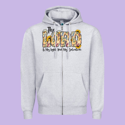 The Lord Is My Light And My Salvation Zipper Hoodie Designed By Cowhidedigitalart