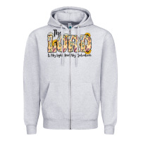 Heather Grey the lord is my light and my salvation Zipper Hoodie - CowhideDigitalArt