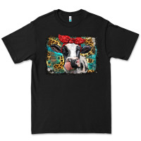 Black holstein cow with glitter and leopard background Premium Tee - BarkalooDesign