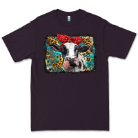Plum holstein cow with glitter and leopard background Premium Tee - BarkalooDesign